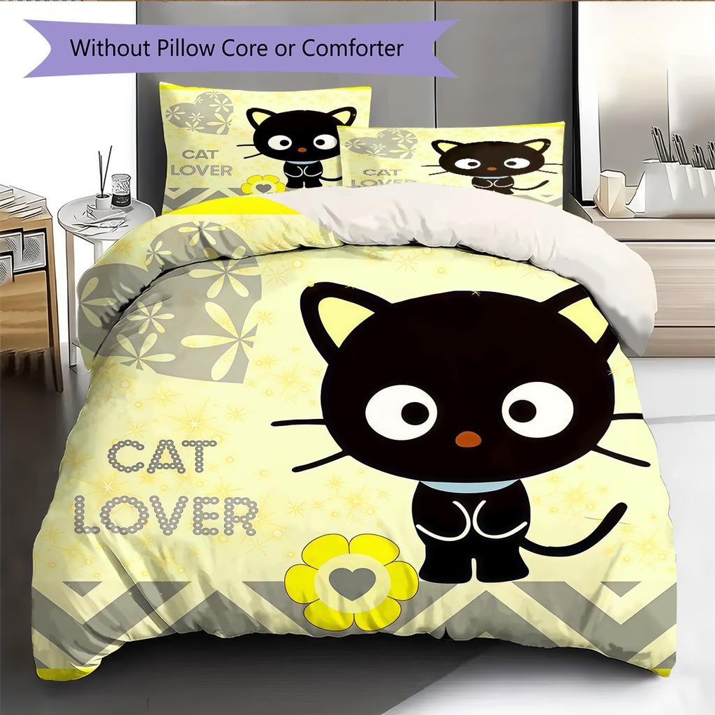 Chococat Pattern Bedding Quilt Set Home Decoration Gift (1 * duvet cover + 2 * pillowcase without core)