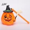 Handheld Pumpkin Pole Light Glowing Halloween Lantern, Jack O Lantern with Witch Hat Broom, Lightweight Prop Up Decor, Trick or Treat for Kids