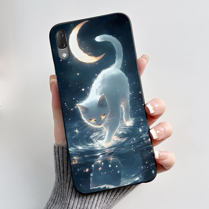 Casing For Sony Xperia L3 L4 Case Aesthetic Fashion Cute Cat Astronaut Black Soft Silicone Matte Shockproof Back Cover Bumper