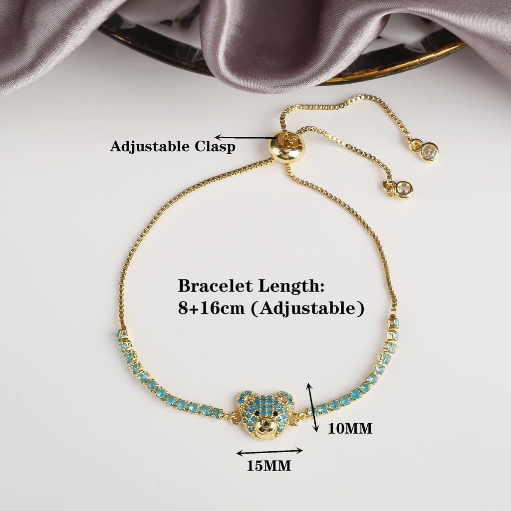 6 Цветов Милый Циркониевый Животный Медведь Кожаный Плетеный Браслет Классический для Мужчины Женщины Вечеринки Повседневная Носка Ювелирные Изделия из Нержавеющей Стали Подарок