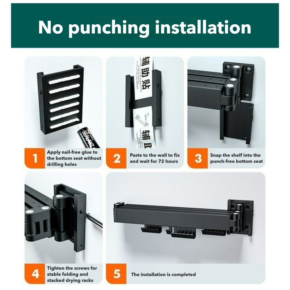 Складная вешалка для одежды из алюминиевого сплава, настенное крепление, стойка для организации одежды для белья