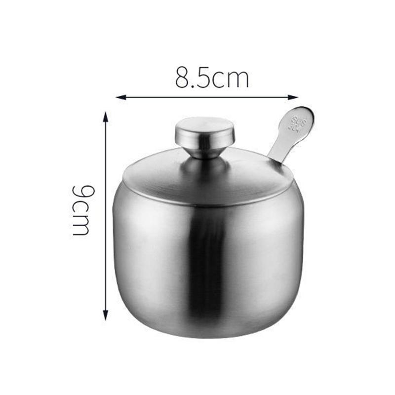 304 Stainless Steel Spice Jar Creative Rotating Seasoning Jars Sugar Bowl Coffee Container Condiment Pot with Lid Spoon Kitchen