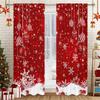 Christmas Red Curtains Snowflake Ornaments Print Living Room Bedroom Panels Holiday Decor 2 Panels Xmas Window Drapes