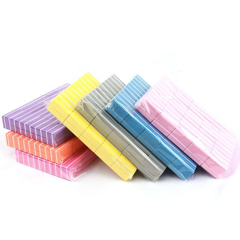 10-100PCS Double-sided Mini Nail File Blocks Colorful Sponge Nail Polish Sanding Buffer Strips Polishing Manicure Nail Art Tools
