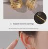 Металлические серьги неправильной формы С: Легкие роскошные, европейский стиль, высококачественные серьги для женщин