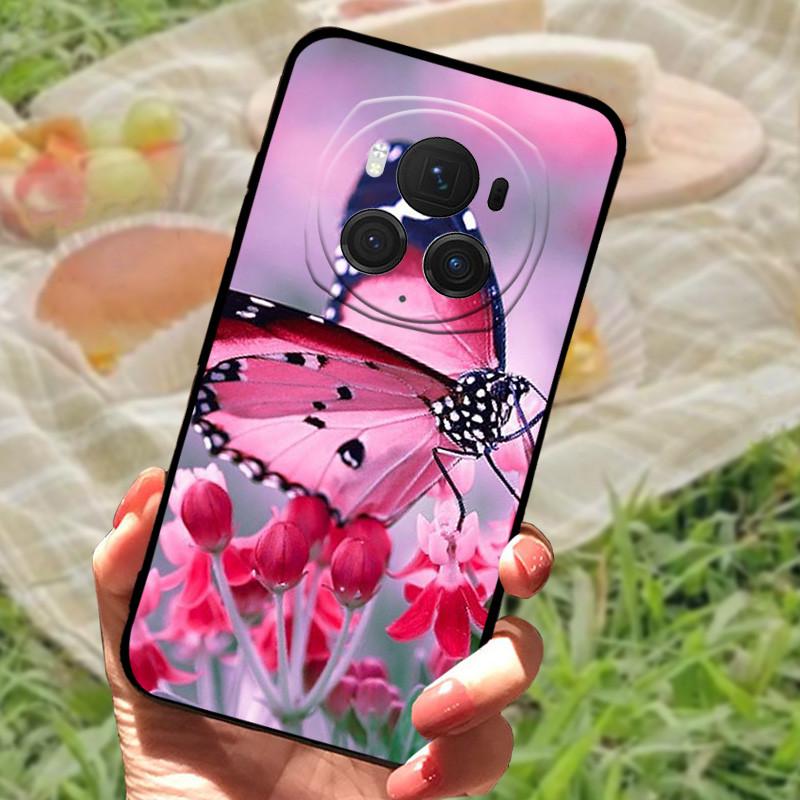 Чехол-бампер для Honor Magic6 Pro, силиконовый, мягкий, с рисунком под мрамор, черный, полный комплект защиты