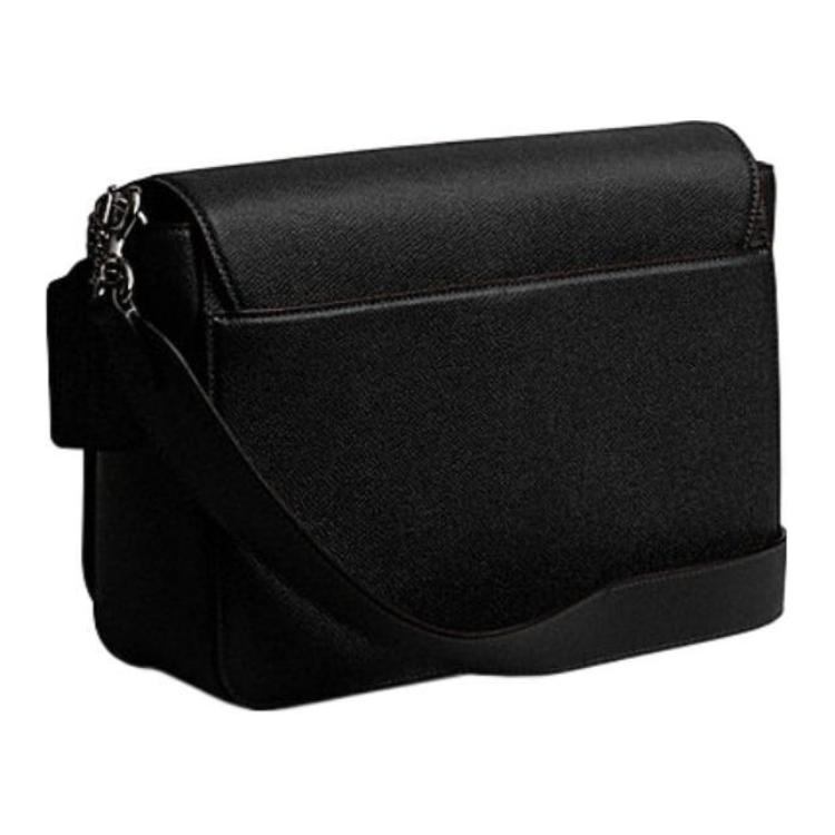 Coach Messenger 26 Solid Color Letter Logo Embroidered Crossgrain Leather And Canvas Messenger Bag Women Shoulder Bag Black CJ843-BLK