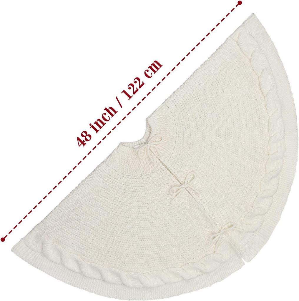 Красная вязаная юбка для рождественской елки с украшениями