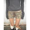 American Vintage Washed Leopard Print Shorts Y2k E-Girl Low-waisted Lace Up Ropa Mujer Summer New A-line Wide Leg