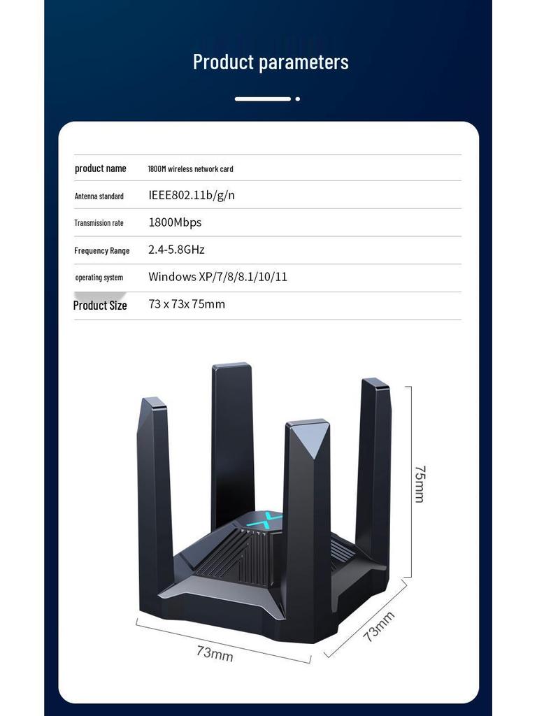 USB 3.0 WiFi 6 Network Adapter AX1800M Dual-Band 5G