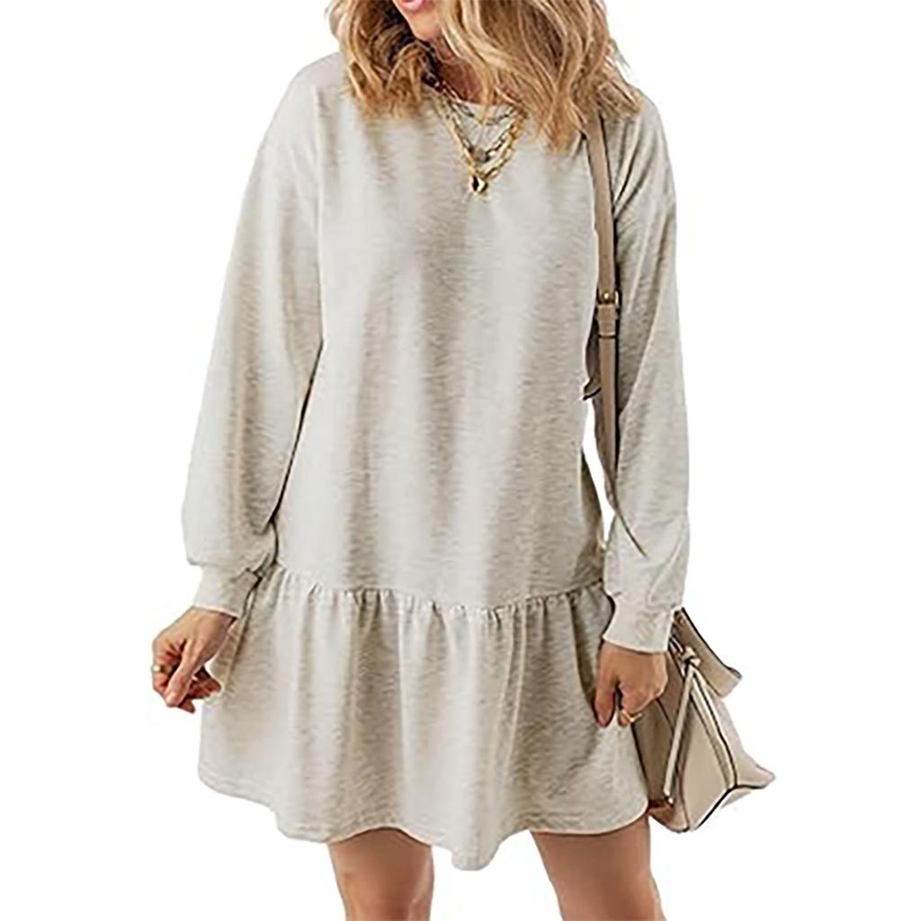 Женский свитер с длинным рукавом, топ, трикотажная резинка, лоскутное платье-свитшот, повседневные платья