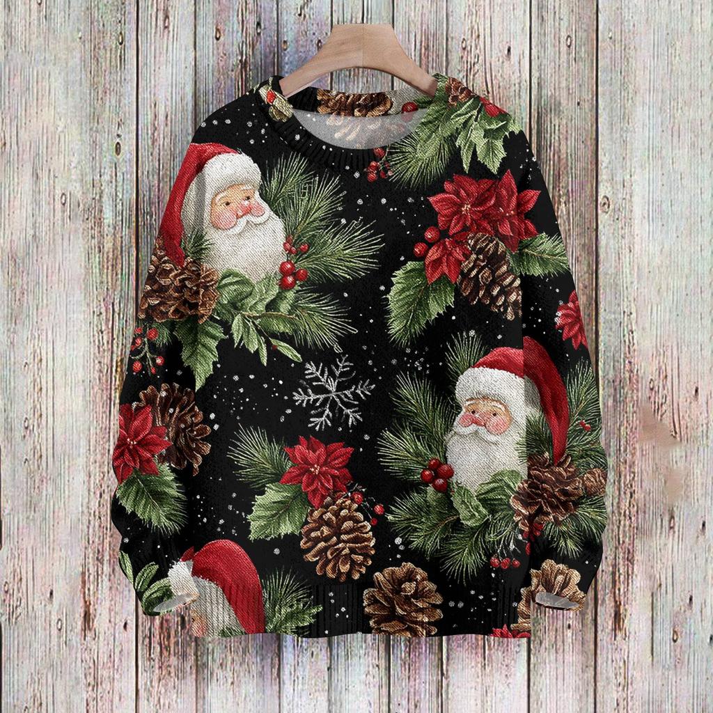 Christmas Sweatshirts For Women Knit Sweater Cute Shirt Fall Crewneck Pullover Tops