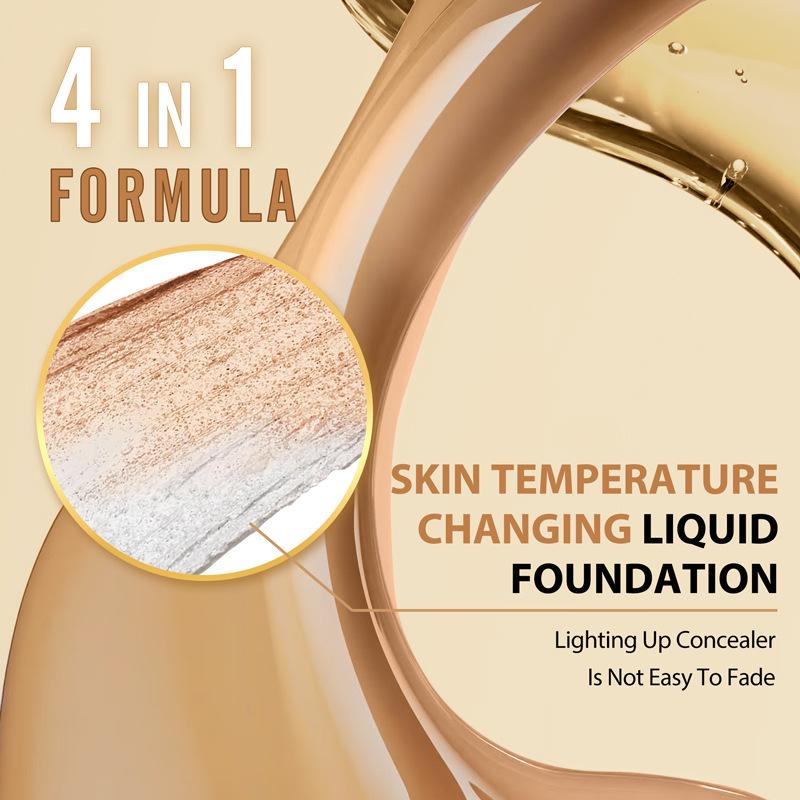 Жидкая тональная основа с меняющимся цветом, Умная подстройка, Увлажняющий консилер, Контроль жирности, Стойкий макияж, Естественный нюдовый вид, 30 мл