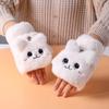 Новые осенне-зимние перчатки-митенки с открытыми пальцами, корейская версия, милые кошки, кошки для езды, для сохранения тепла, плюшевые утолщенные мультяшные студенческие женские для письма