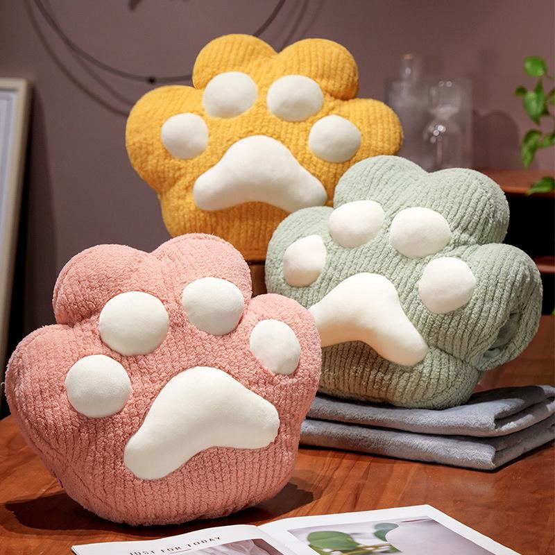 Мультяшная подушка-плед в виде кошачьей лапы, плюшевая игрушка, кукла в виде кошачьей лапы, подушка для дома и дивана, подушка-плед для девочек для перерыва на обед