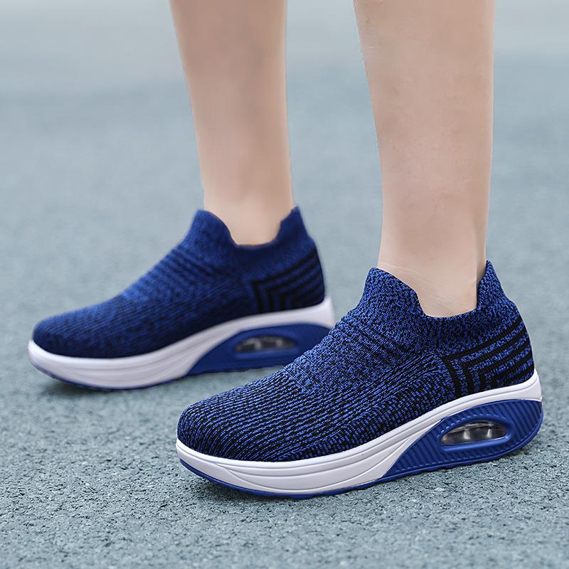 Women's Lace-up Breathable Mesh Platform Rocker Shoes Casual Sports Shoes