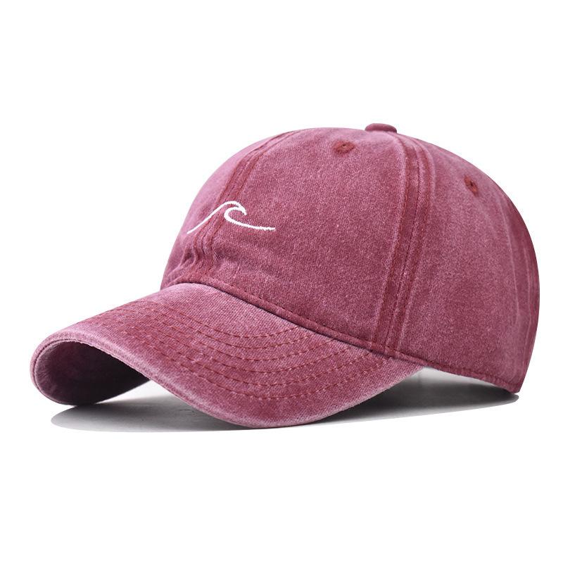 Style Street Urban Hop Hip Vintage Simple Hats For Women Men Snapback Caps Wave Ripple Embroidery Baseball Cap Solid Color Washed Cotton Dad