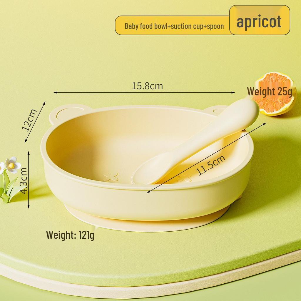 Silicone Baby Bowl with Lid, Food-Grade Suction Cup, Anti-Fall, Little Bear Design