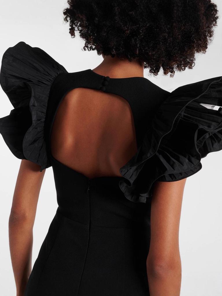 Женское элегантное платье-бодикон с сетчатыми рукавами-рюшами и открытой спиной