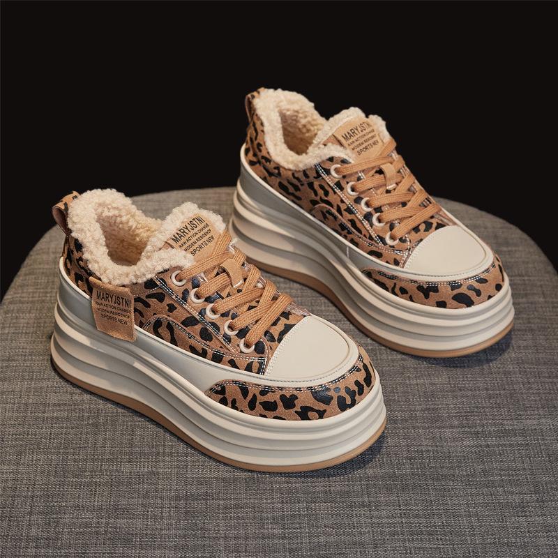 Зимние кроссовки на толстой платформе для женщин, теплые нескользящие прогулочные туфли на шнуровке с подкладкой из искусственного меха, женские теннисные кроссовки из искусственной кожи с флисовой подкладкой