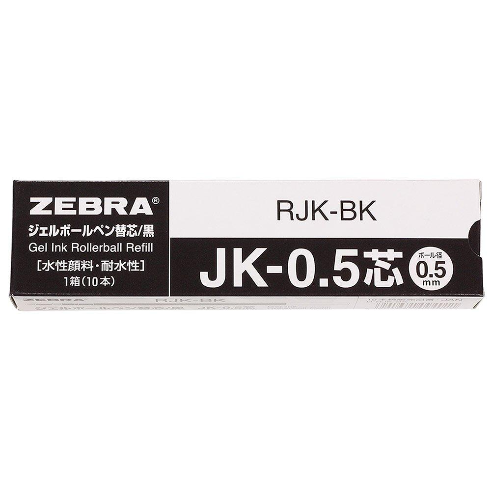 Zebra Стержни для гелевой ручки JK-0.5мм Черные Чернила 10 шт. Разноцветные Многофункциональные Совместимые Стержни