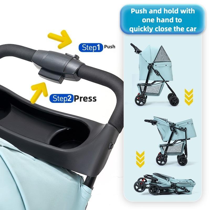 Lightweight Foldable Pet Stroller with Storage Basket, Spacious for 20 - kg Medium Dogs & Cats pet carrier backpack dog carseat