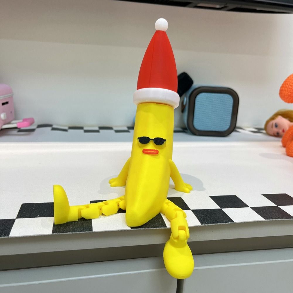 Multi-Jointed 3D Printed Banana Toy Movable Banana Shaped Figurine Toy Parent-children