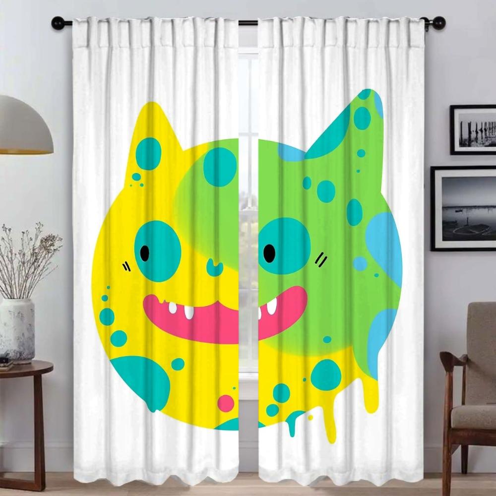 Funny Cat Blackout Curtains for Camera Window Curtain for Room 2 Panel Home Interior Curtains Partition Halloween Decoration