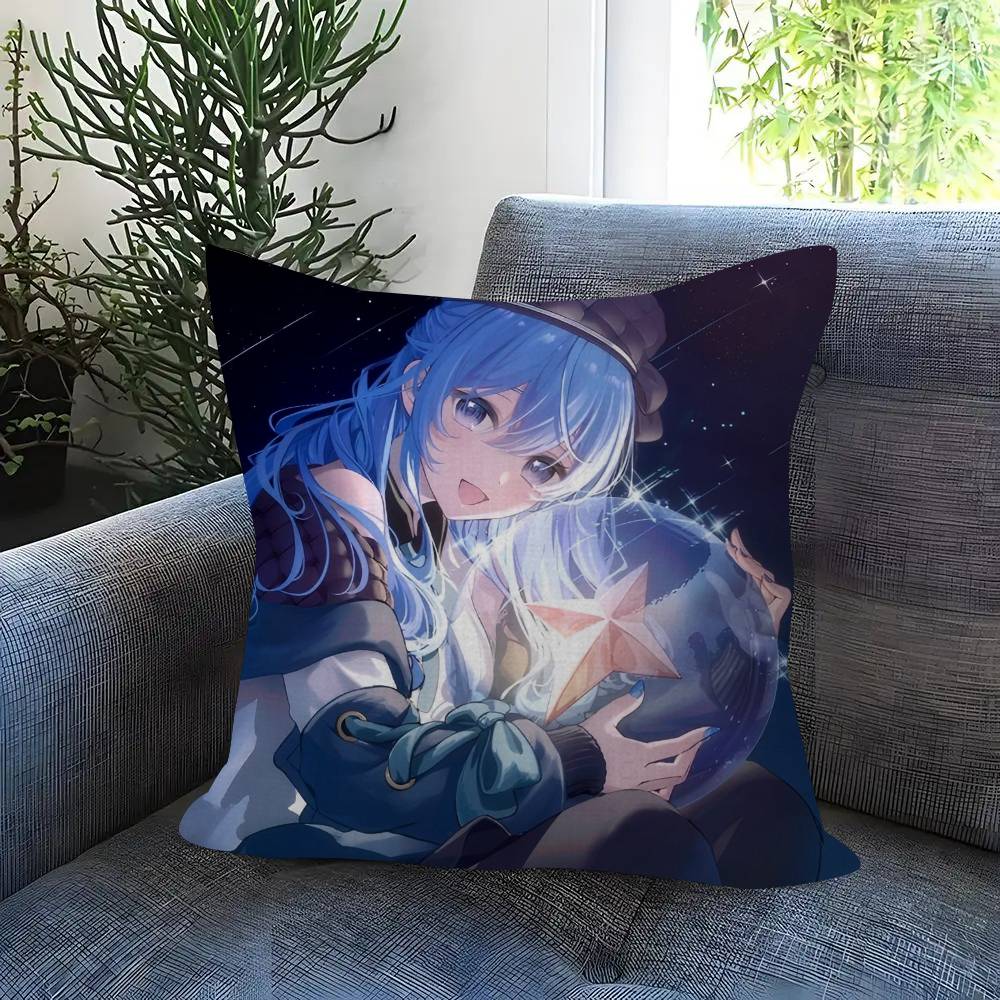 Suichan Hoshimachi Suisei Animation HHololive  Pillow Cover for Bedroom Room and Living Room Sofa Decorative Cushion Cover