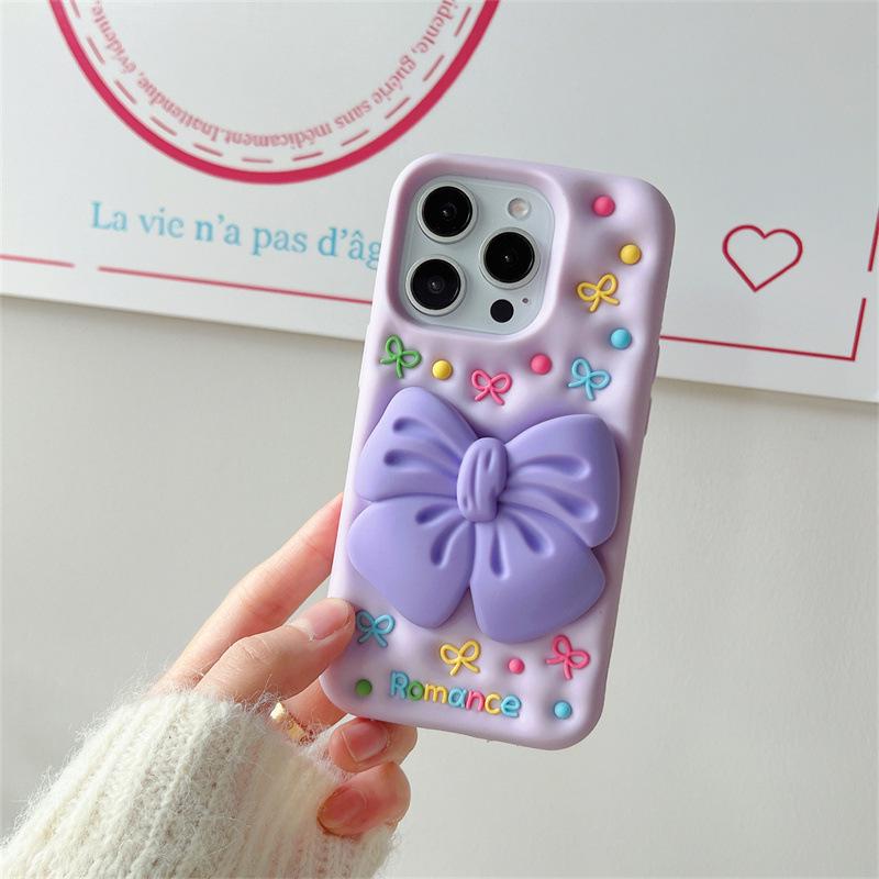 Чехол-подставка с бантом для iPhone 14/13/12/17/16/15 Pro Max, защита от падения