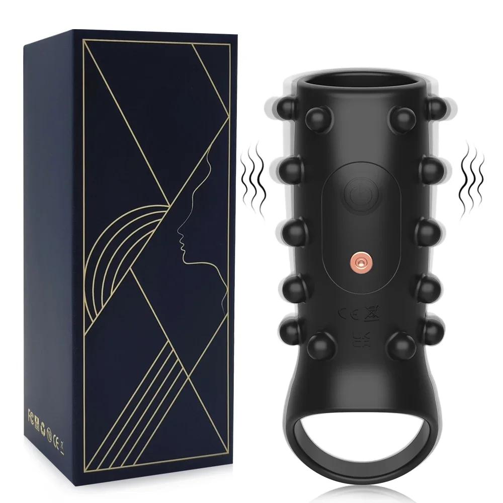 Vibrating Penis Sleeve Cock Ring G Spot Stimulate Women Penis Ring Vibrator Delay Ejaculation Adult Sex Toys for Men 18+