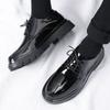 Мужская обувь лакированная кожаная обувь мужская повседневная обувь обувь для костюма для молодых мужчин черная с круглым носком кожаная обувь модная обувь