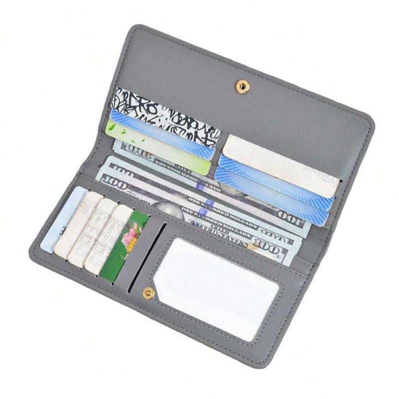 1 шт. ультратонкий кошелек для женщин с блокировкой RFID, держатель для кредитных карт, двойной клатч, кошельки на молнии, дорожный длинный кошелек
