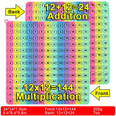 Умножение 12x12 Сложение 12 + 12 Обе стороны Математическая игра Pop Fidget Toys, Macaron Силиконовые Push Pop Bubble Развивающие игрушки