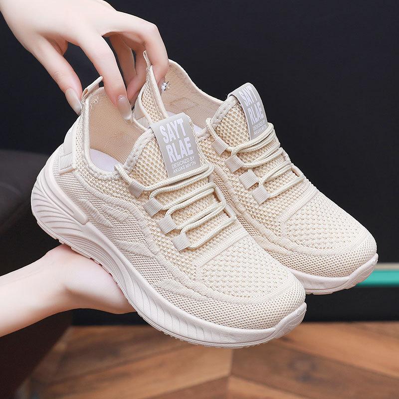 Женская летняя спортивная обувь Flying Weaving, универсальная, нескользящая, дышащая, легкая, мягкая подошва, повседневная обувь