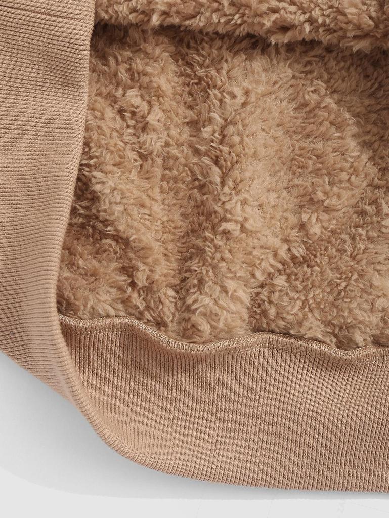 ZAFUL Мужская повседневная однотонная толстовка с круглым вырезом и длинным рукавом, пушистая, с фактурной фактурой, с ворсом и узором «косичка»