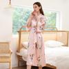 Женский комплект ночной сорочки с принтом пионов, длинный халат и кардиган-кимоно, удобная домашняя одежда, утренний халат для подружки невесты
