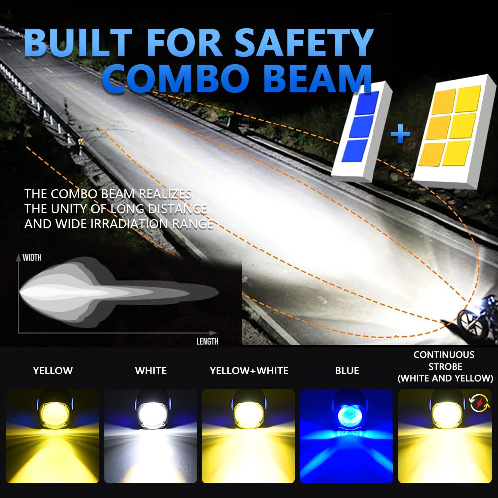 Motorcycle LED Driving Light,120W LED Motorcycle Fog Lamp 18000LM IP67 Waterproof Auxiliary Light Spotlight