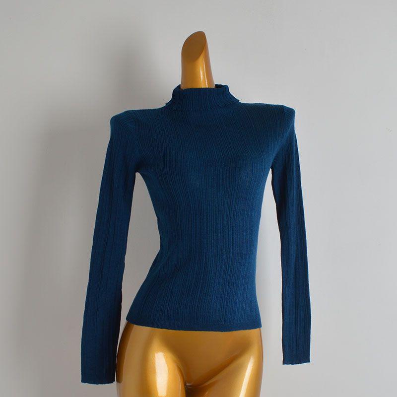 Simplicity New Arrival Pure Color Turtleneck Pullover Long Sleeve Bottoming Shirt Women's Clothing Fall and Winter Skinny Slimming Knitwear Tops