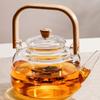 Heat-Resistant Boiling Glass Teapot Thickened Bamboo Handle Household Tea Set Bamboo Handle Teapot Health Pot