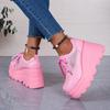 Женские кроссовки на толстой подошве, розовые женские туфли, обувь для скейтбординга, летние удобные женские кроссовки на шнуровке, женская обувь на танкетке
