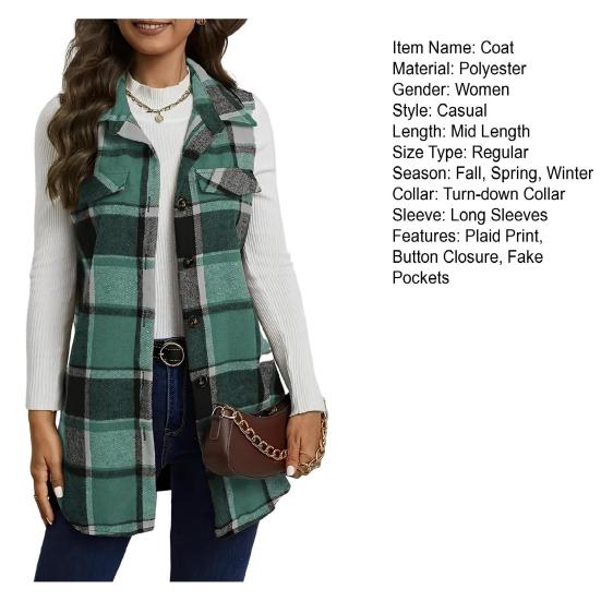 Женский жилет весна-осень с отложным воротником и клетчатым принтом, без рукавов, свободный однобортный жилет средней длины, пальто, верхняя одежда для школы и поездок на работу