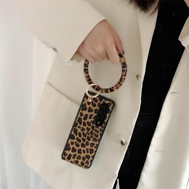 Cute Leopard Bunny Ears Leather Phone Case For Samsung Galaxy Z Fold3 4 S22 S21 S20 A12 A22 A32 A52 A72 A03s A13 A33 A53 A73 M53