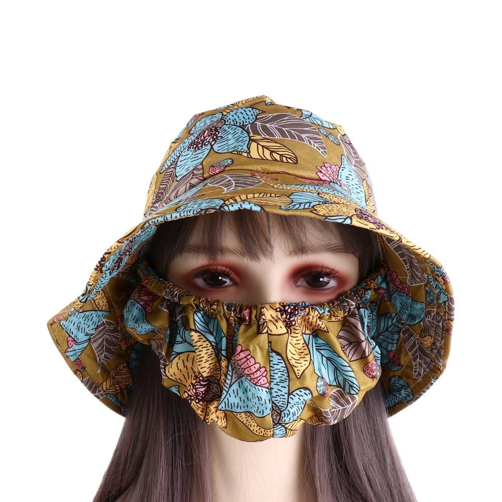 Casual Sun Protection Women Sun Hat Cover Face Cap Wide Brim Sunscreen Mask Fishing Cap Farm Work Cap Bucket Hat Ladies/Girls