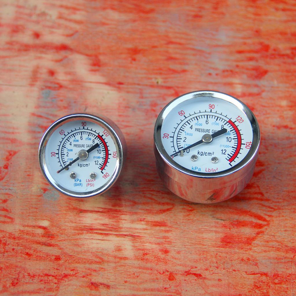 High-performance Air Pressure Gauge Center Back Mount 1/4"/1/8" Connection Size Measuring Range 0-12 BAR 0-180 PSI