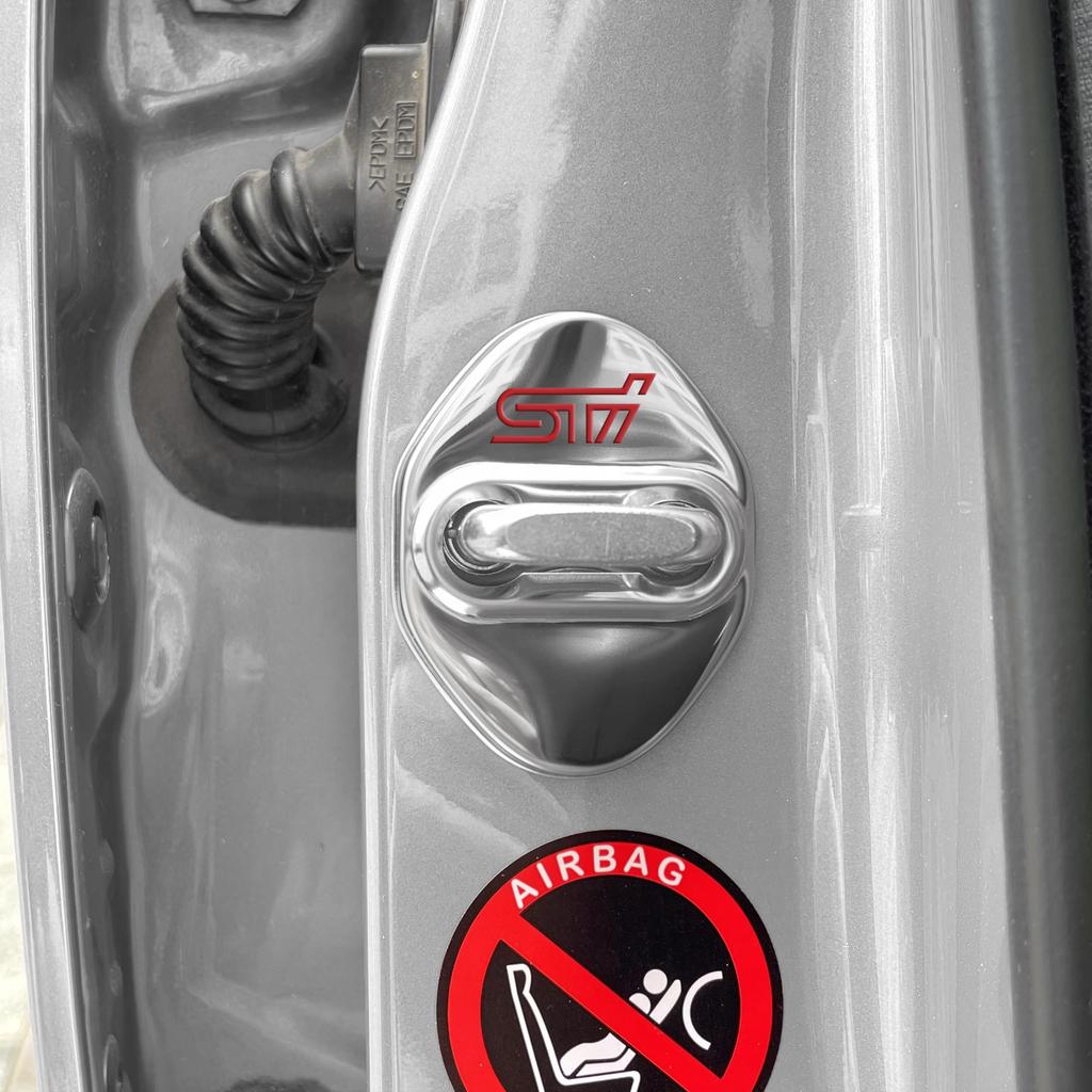 STI Subaru Крышка горловины бензобака, Крышка бензобака, Накладка на дверной фиксатор, Накладка на дверной замок, Набор на клеевой основе (Серебряный)