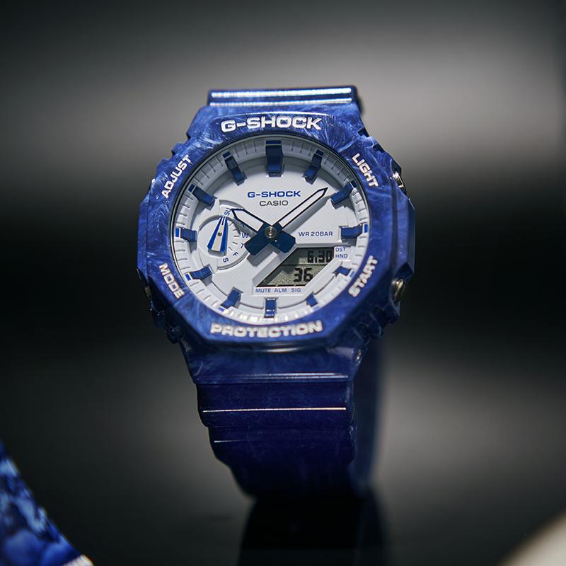 Casio Мужские часы с двойным дисплеем (жидкокристаллический/аналоговый) Серия Blue Watch GA-2100BWP-2APFQ