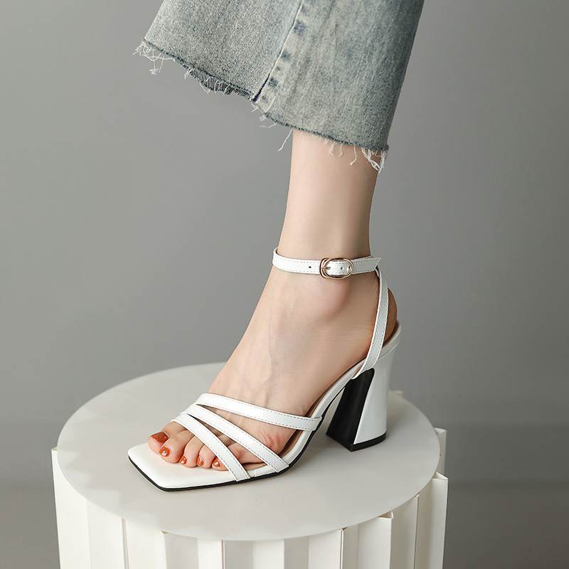 Krazing Pot Летняя обувь на очень высоком каблуке из искусственной кожи с открытым носком, современные модные женские сандалии с ремешками на щиколотке