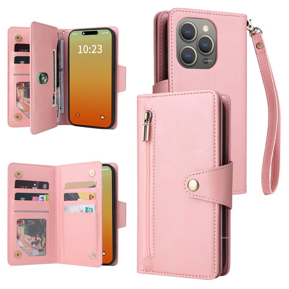 Чехол-кошелек на молнии для iPhone 15 14 13 12 11 Pro Max Mini XS XR X 7 8 Plus SE Слоты для карт Ремешок Кожаная обложка