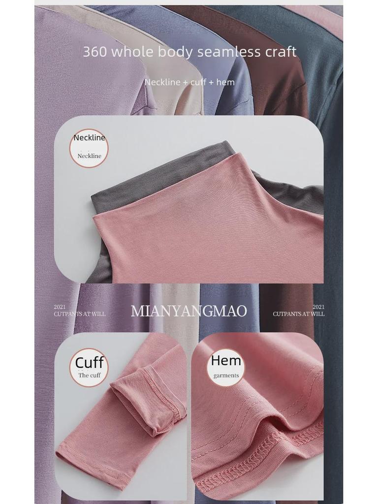 Женский топ-топ из модала с высоким воротом и длинными рукавами, осень 2023 года